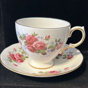 Vintage Queen Ann Teacup and Saucer with Gold Trim England